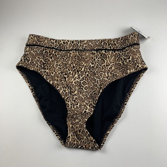 Bar III Bonita Cheetah High-Rise Bikini Bottoms Women Small Black Swimwear Beach - Picture 1 of 6